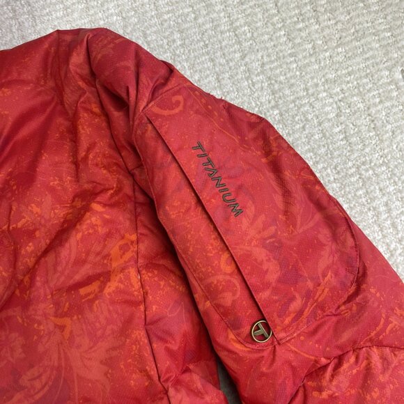 Columbia Titanium 550 Down OrangeRed AOP Floral Ski Parka Jacket Puffer Wom Sz M - Picture 7 of 16